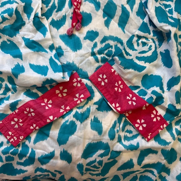 Nomadic Traders Blue White Floral Beach Cover Up Tunic Top Resortwear L - Picture 9 of 11